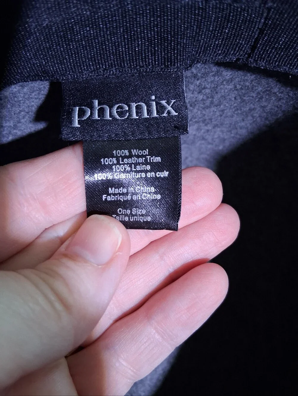 Phenix 100% Wool Hat With Leather Band Gray